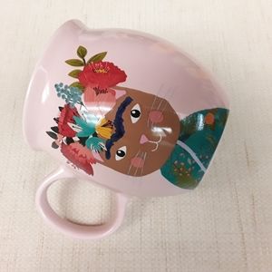 Frido Cat Pink Floral Boho Coffee Mug